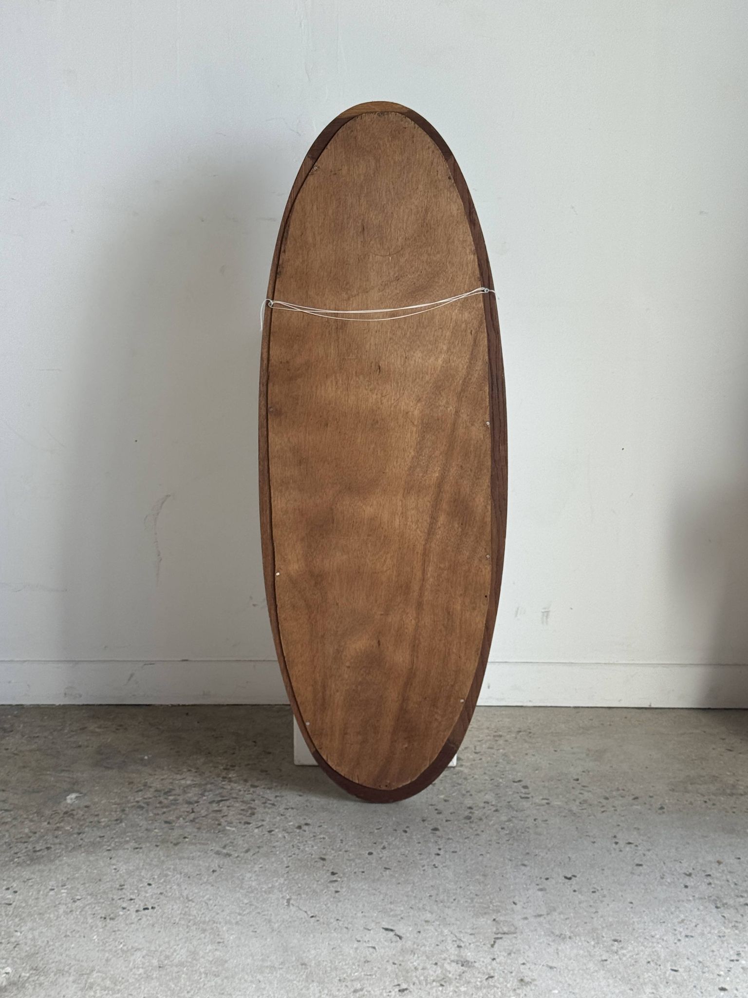 Miroir ovale vintage en chêne à glace biseautée H120 l43 P2