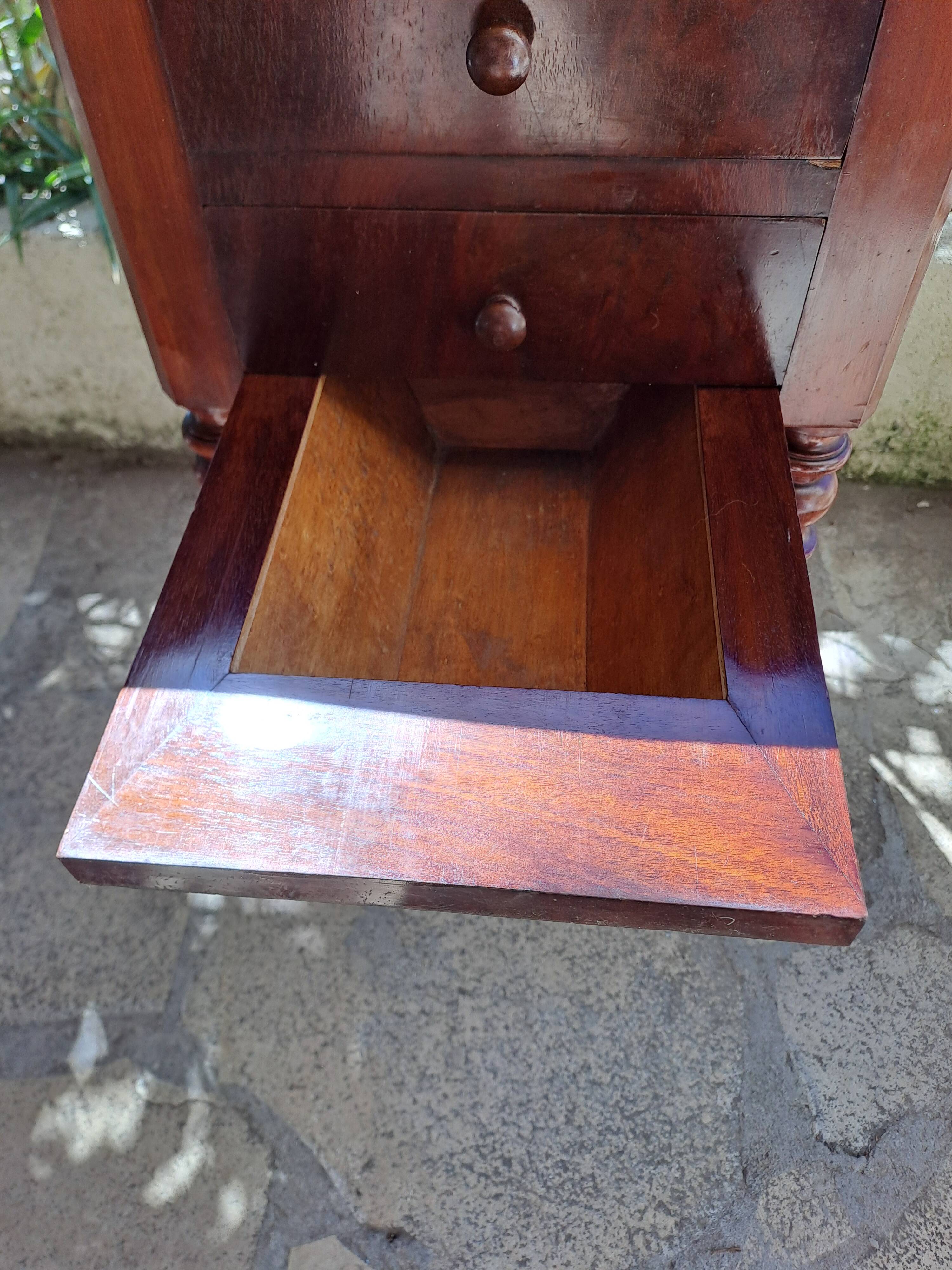 Foldable side table for washing or applying makeup in varnished solid wood 1920