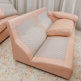 Canapé modulaire en cuir rose vintage Petronio par Tito Agnoli pour Poltrona Frau, design des années 1970.