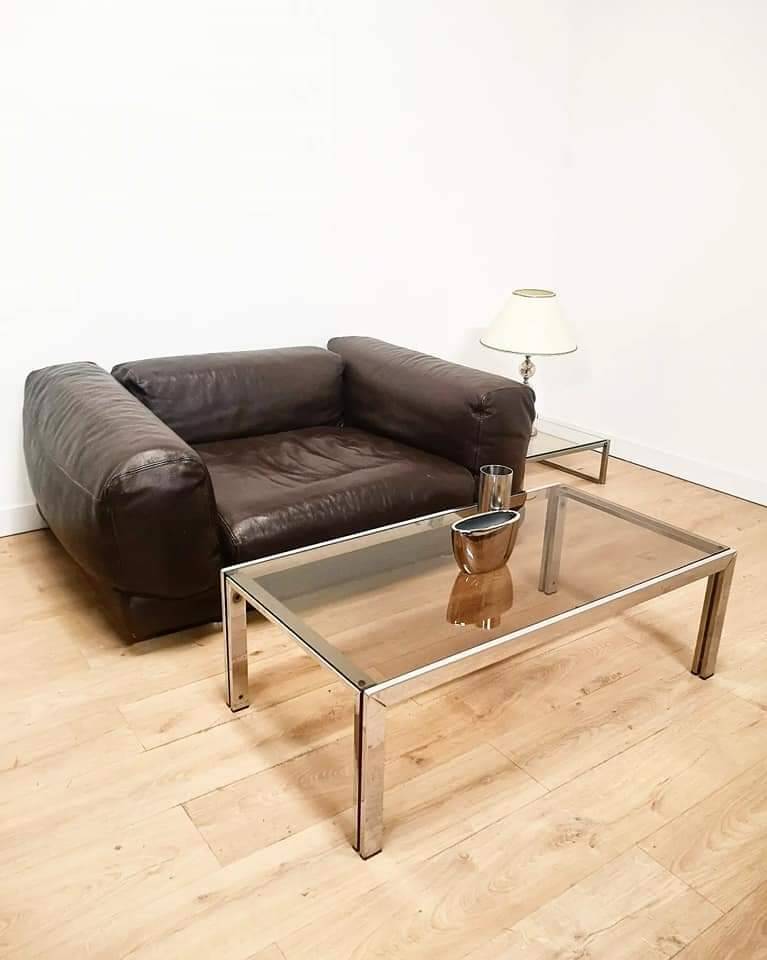 Roche Bobois armchair in brown leather