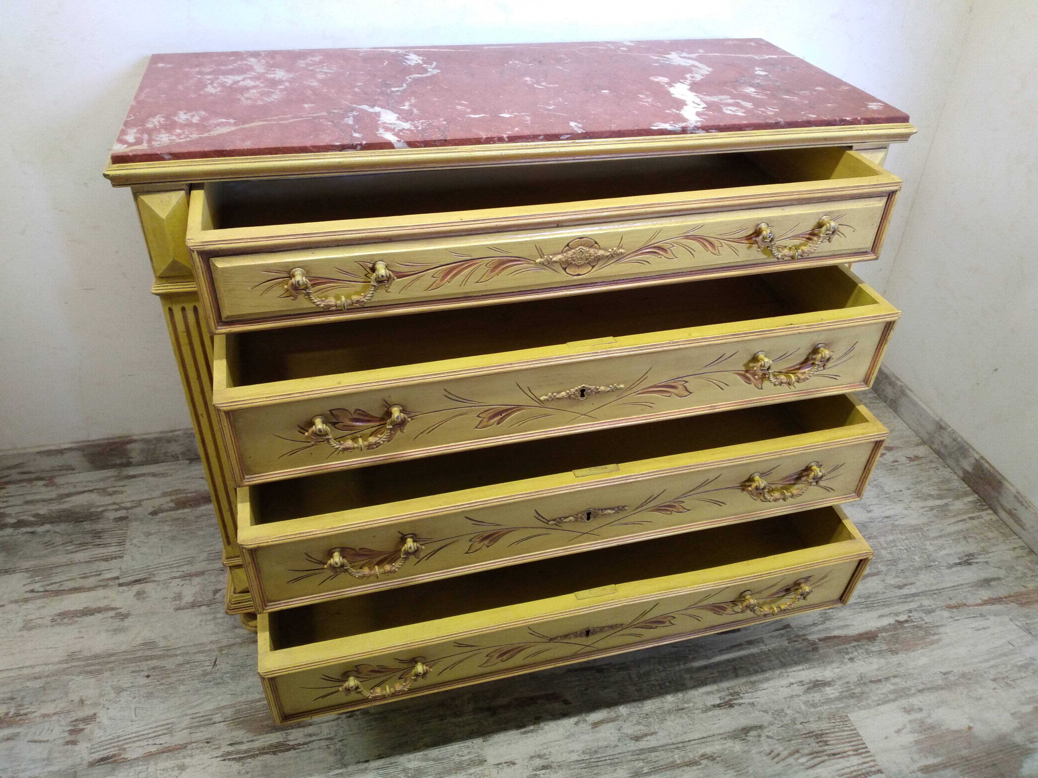 Antique chest of drawers with marble