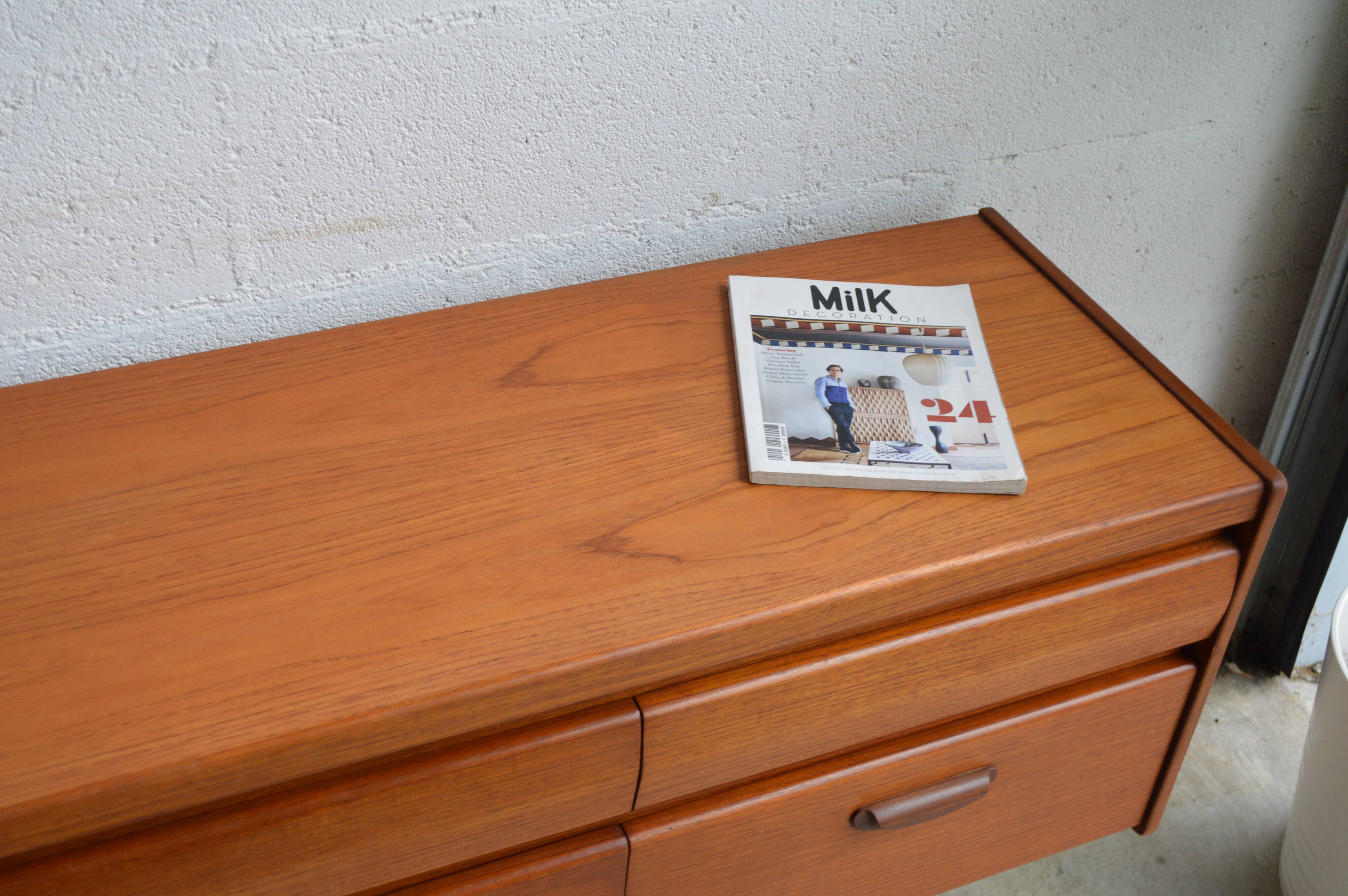 Teak sideboard/commode with 6 drawers