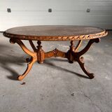 Table basse en bois et cannage