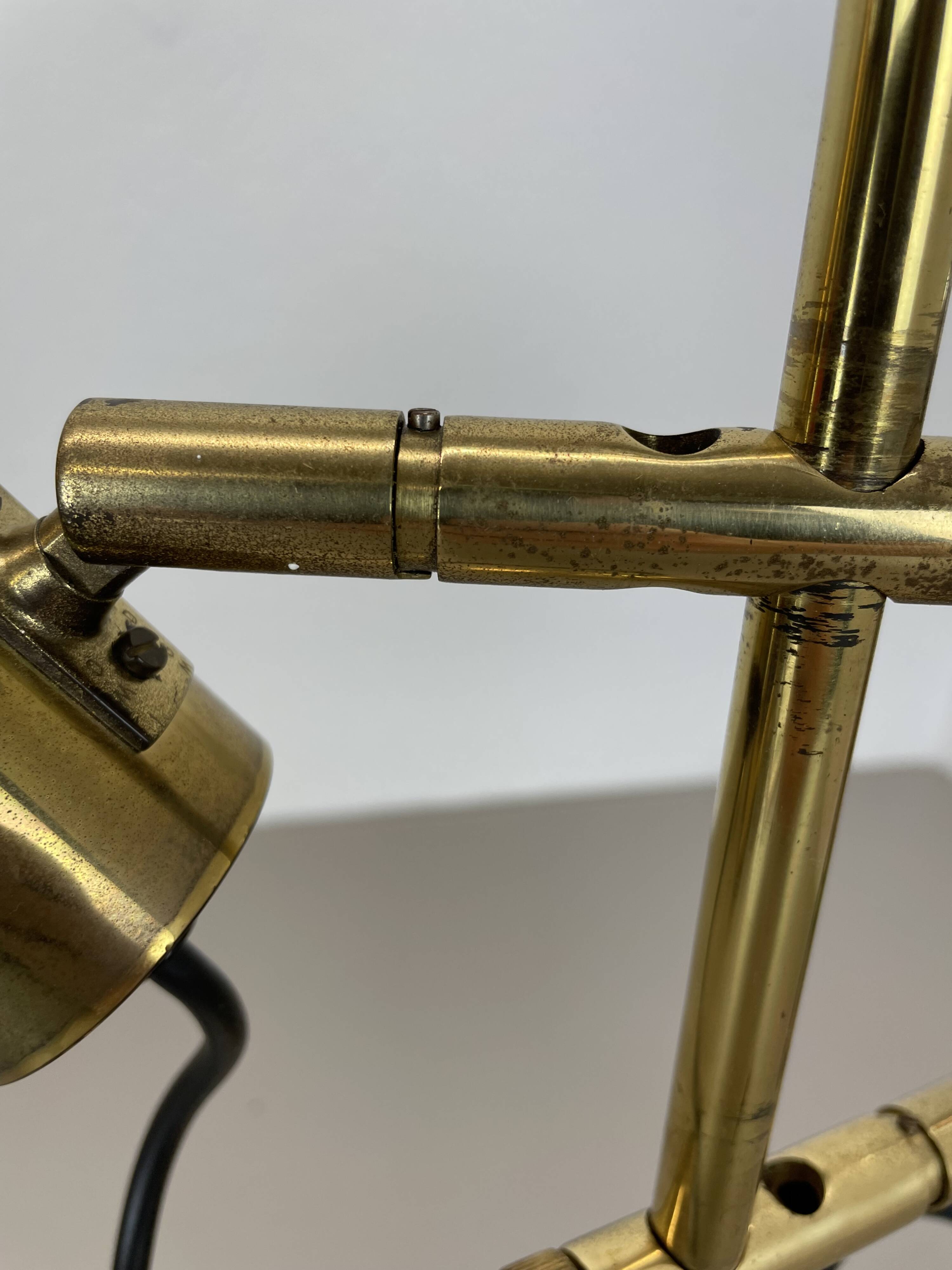 Unique 3-spot brass ceiling light koch and lowy style omi lighting germany, 1970