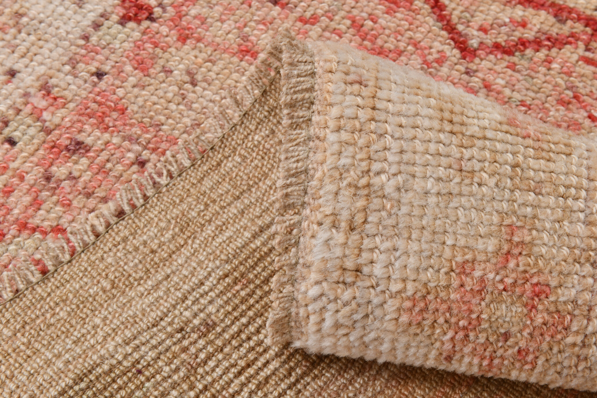 Geometric handmade oushak rug 226x121cm