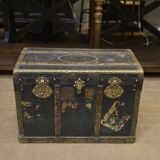 Malle de voyage Regoldia Lyon en carton tissu et bronze 1920