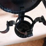 Medieval style handmade wall or table candle holder in black wrought iron