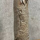 Free-form raku roller vase on heel, dated and signed