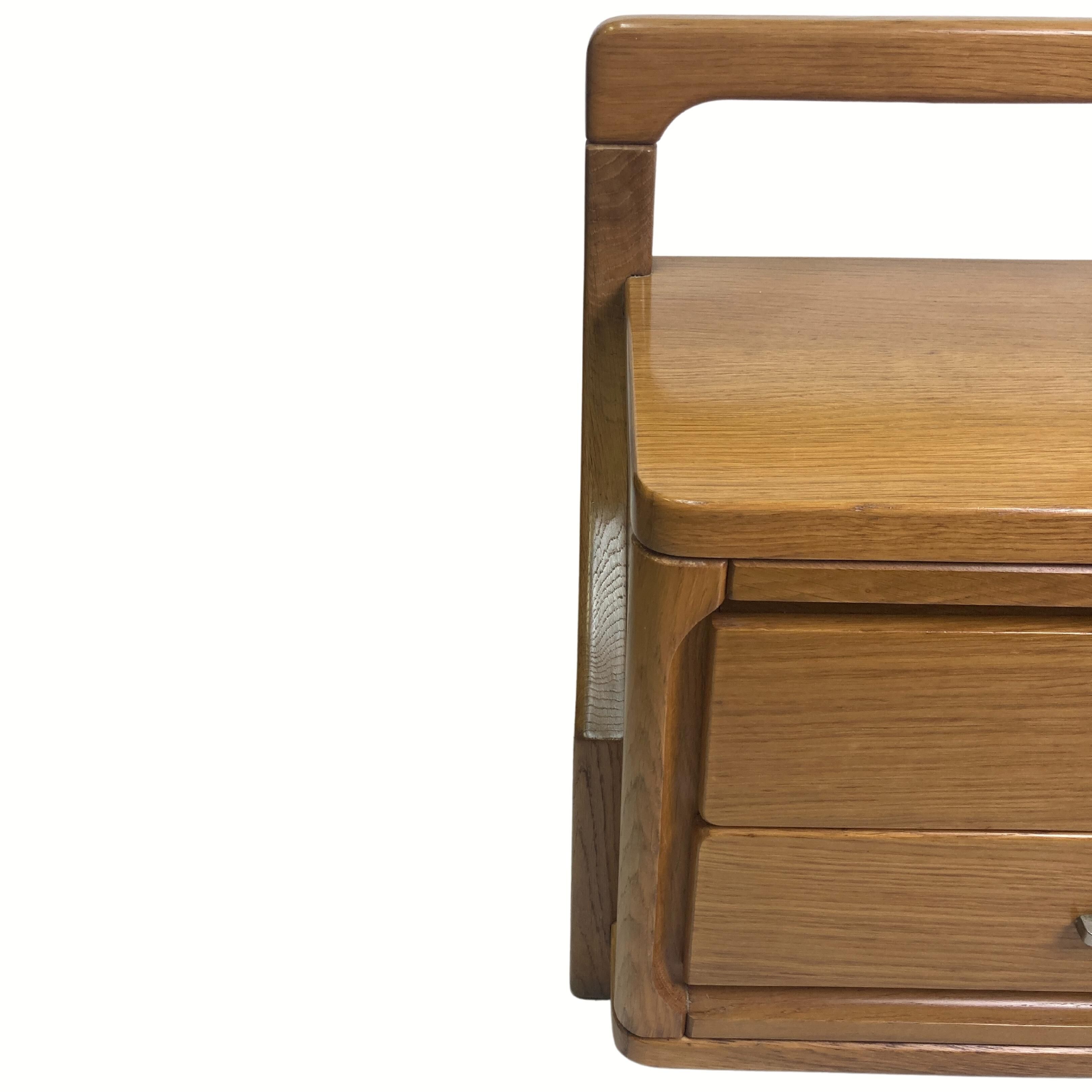 Danish scandinavian oak curved free form night stands or side tables, 1970s