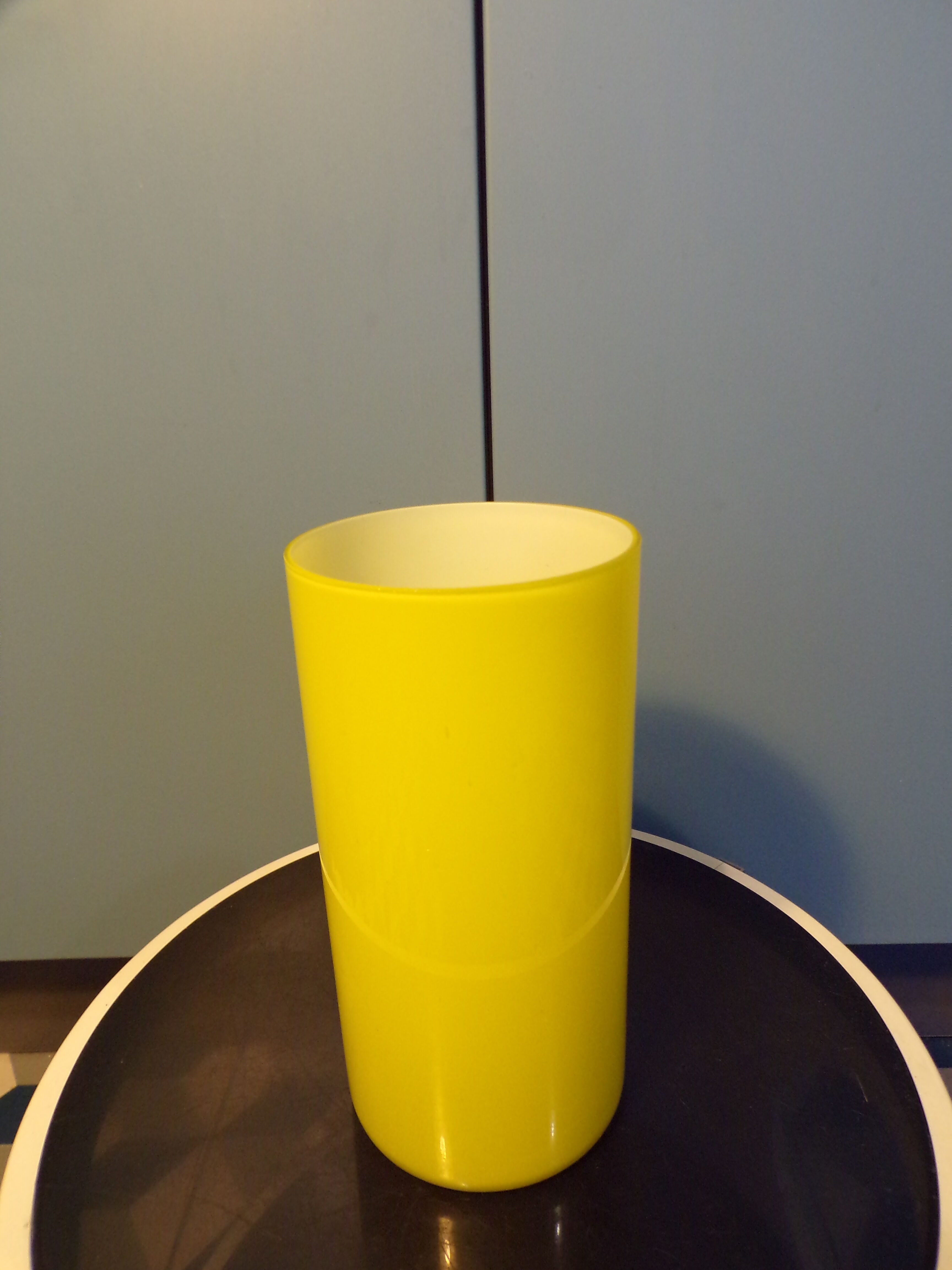 Vintage opaline roll vase yellow