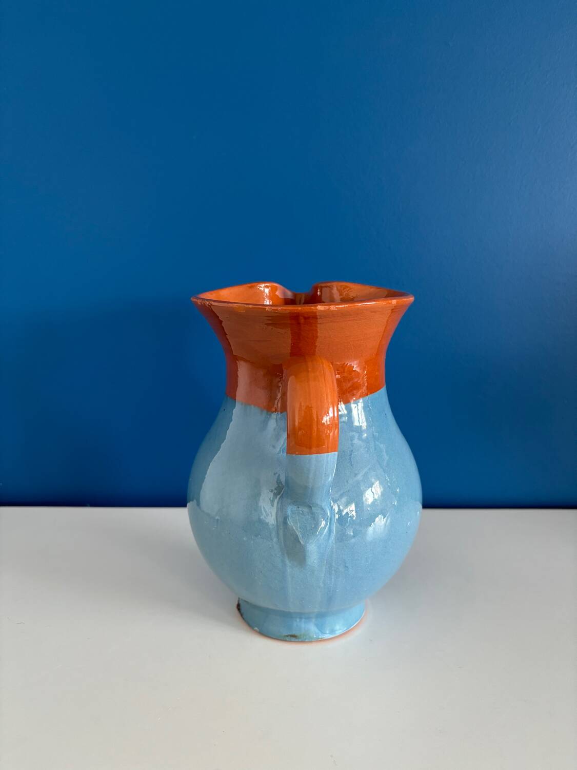 blue glazed ceramic carafe / blue glazed ceramic vase