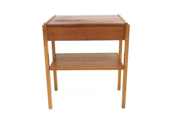 Table de chevet scandinave en teck et en chêne, Suède, 1960