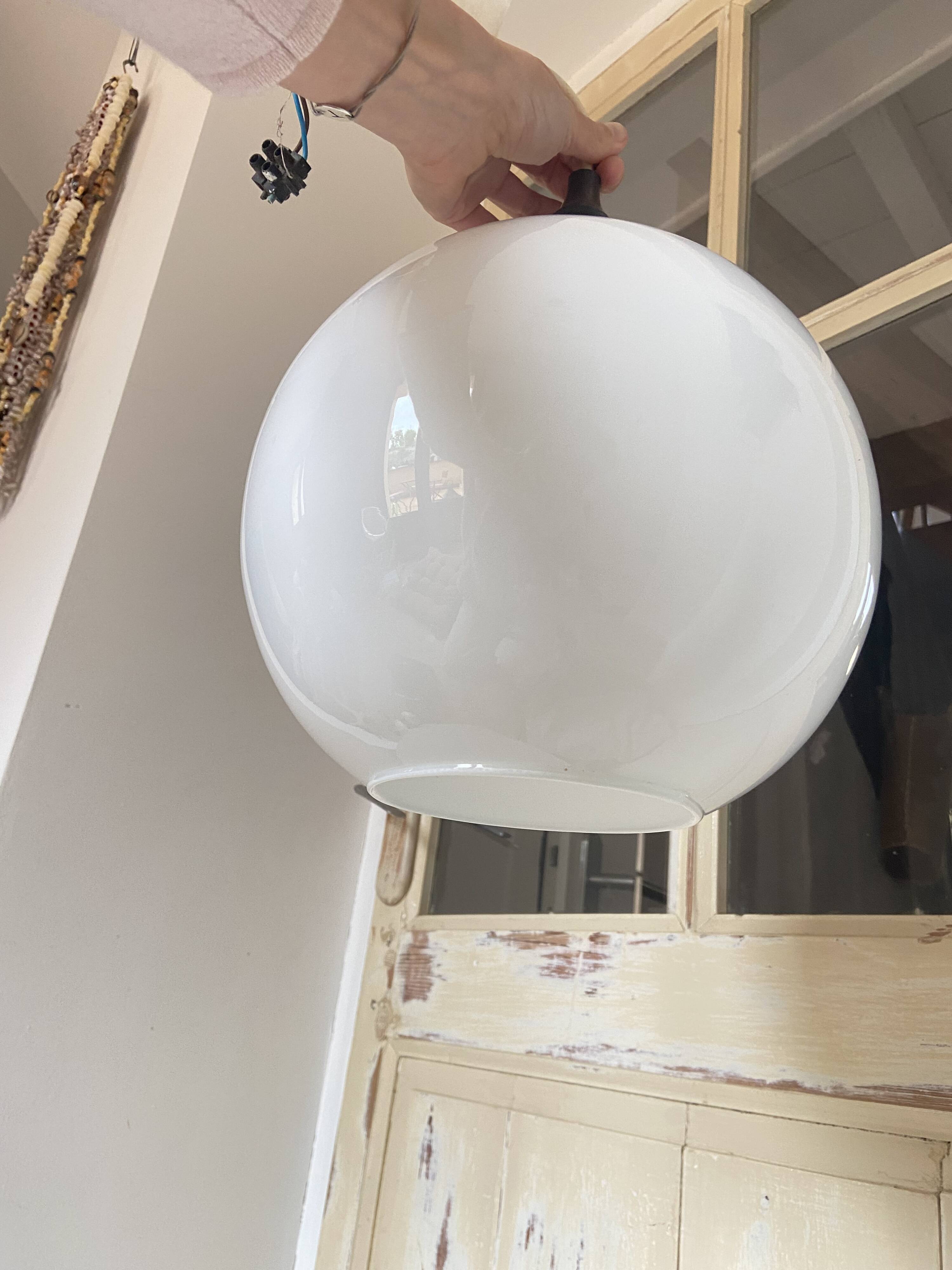 White Ball/Globe Pendant Lamp Vintage