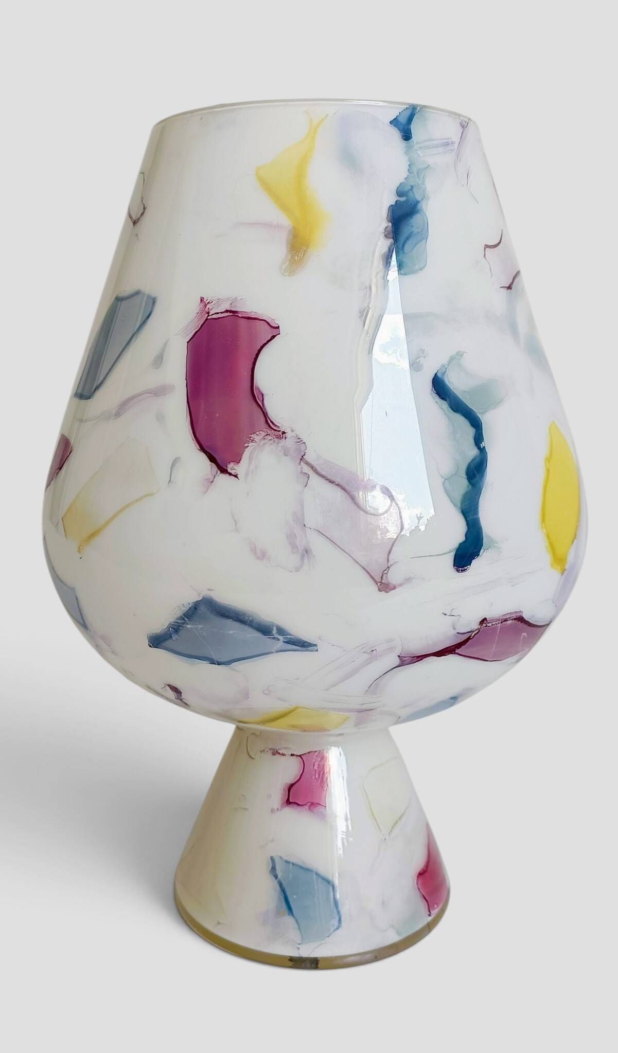 Postmodern Italian Murano Art Glass Chalice, Abstract Decoration, 1980s