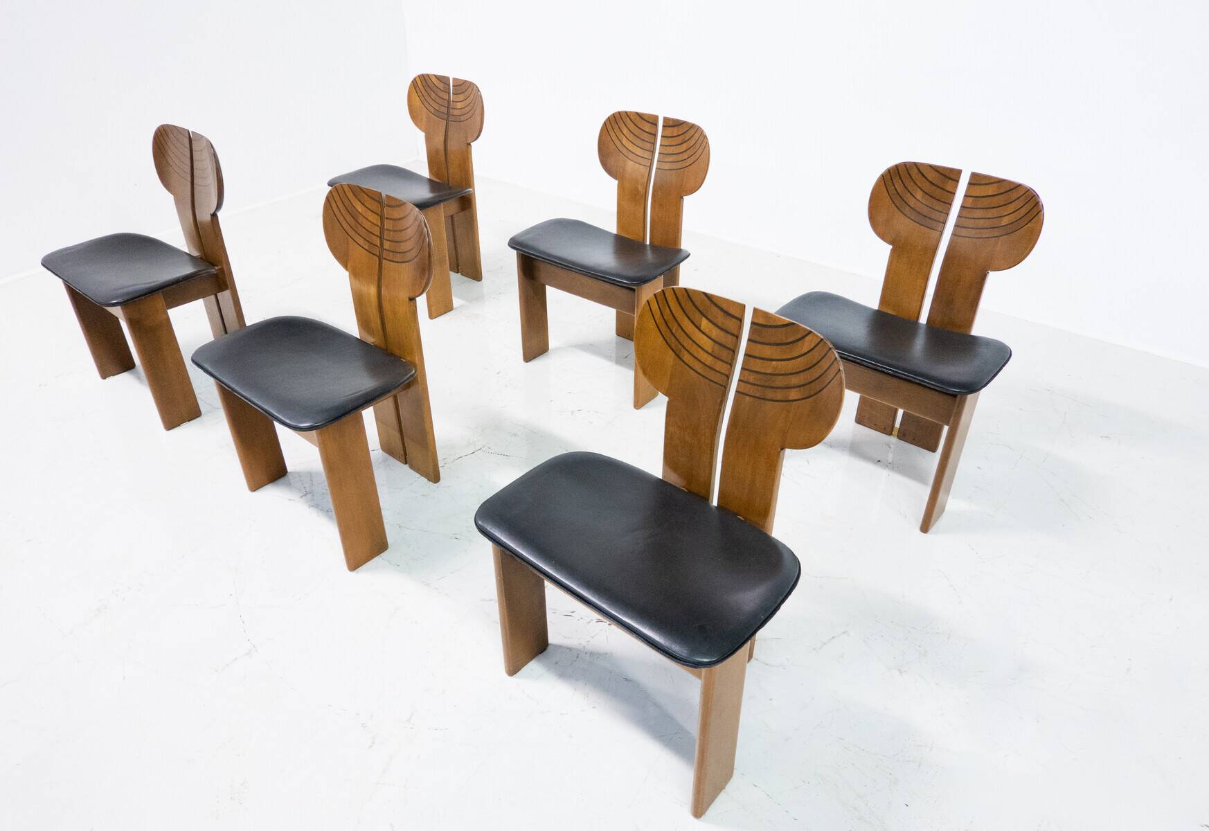 Mid-Century Modern Set of 6 Africa Chairs by Afra & Tobia Scarpa for Maxalto, 1970s
