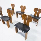 Mid-Century Modern Set of 6 Africa Chairs by Afra & Tobia Scarpa for Maxalto, 1970s