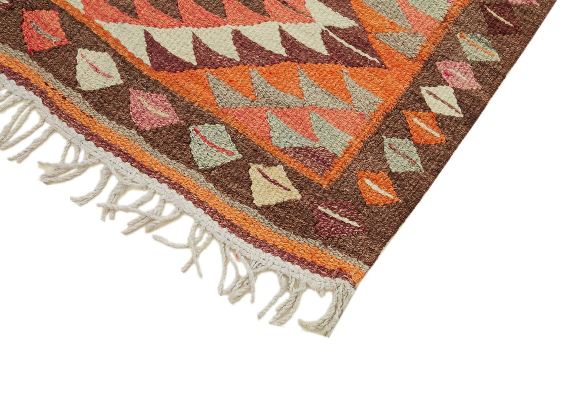 Turkish Handwoven Vintage Herki Kilim 101 cm x 321 cm