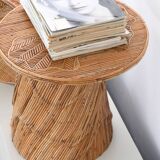 Pair of Leaf design rattan side tables