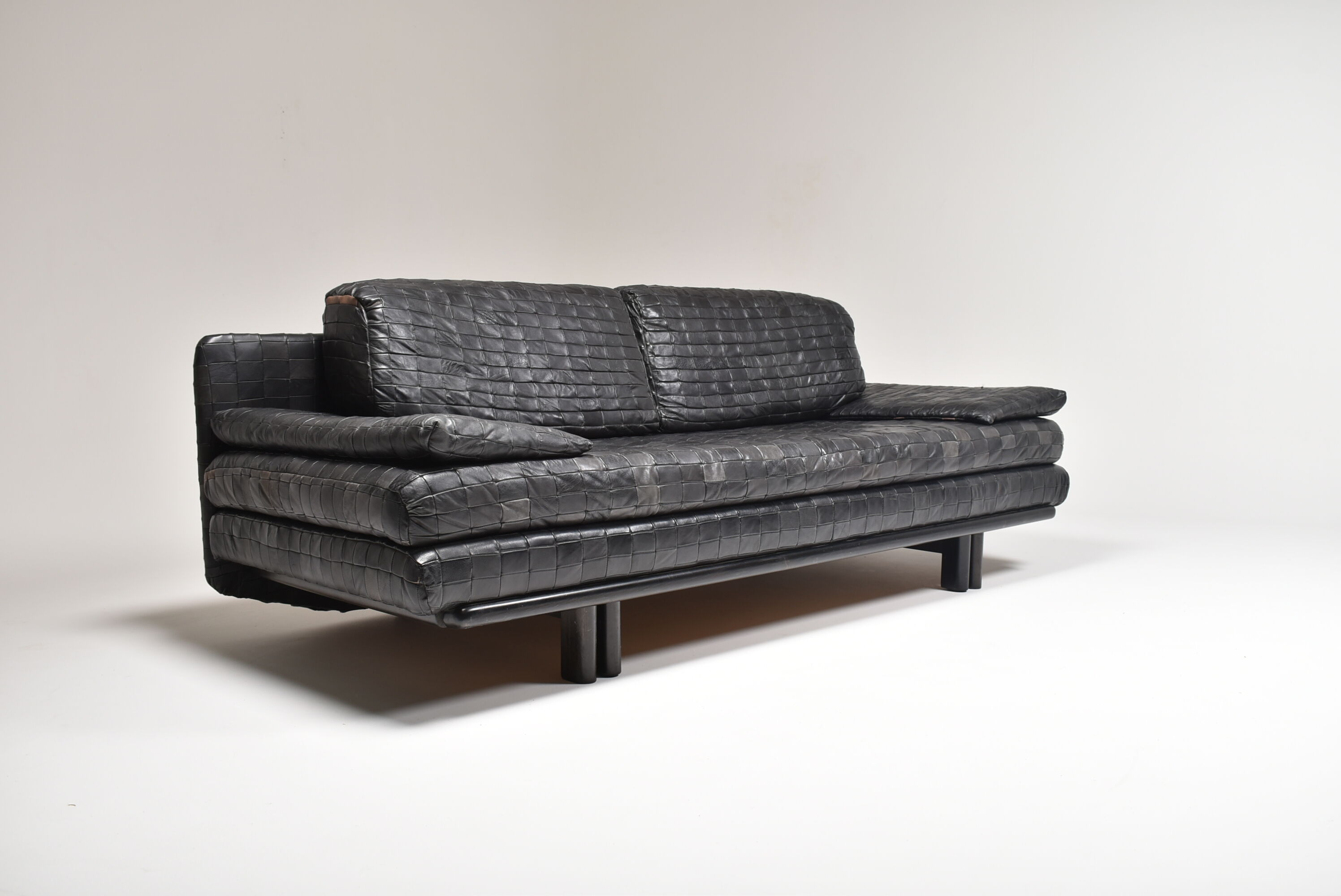 Convertible leather patchwork sofa