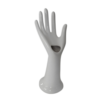 Baguier main en ceramique blanche  soliflore