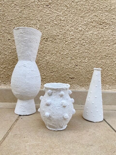 Lot de 3 vases vintage blancs
