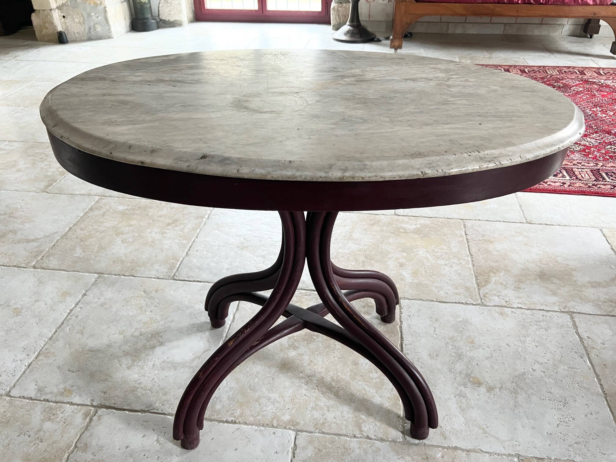 Thonet table n°8 / n°9 from 1888 Café Museum, after Adolf Loos marble top