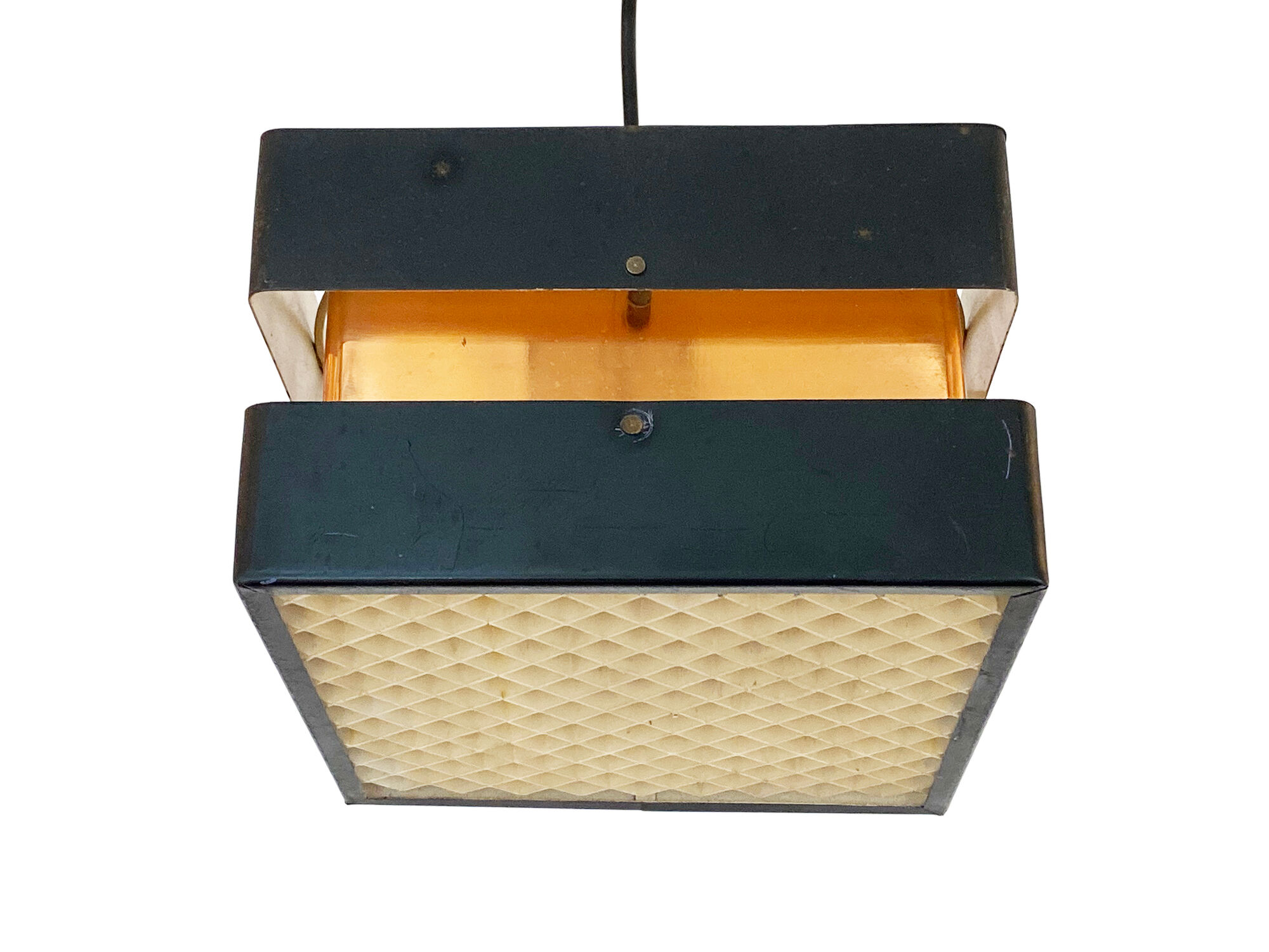Pendant light in copper and black metal. denmark 1960s