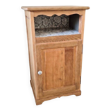 Antique English bedside table in solid wood, refurbished.