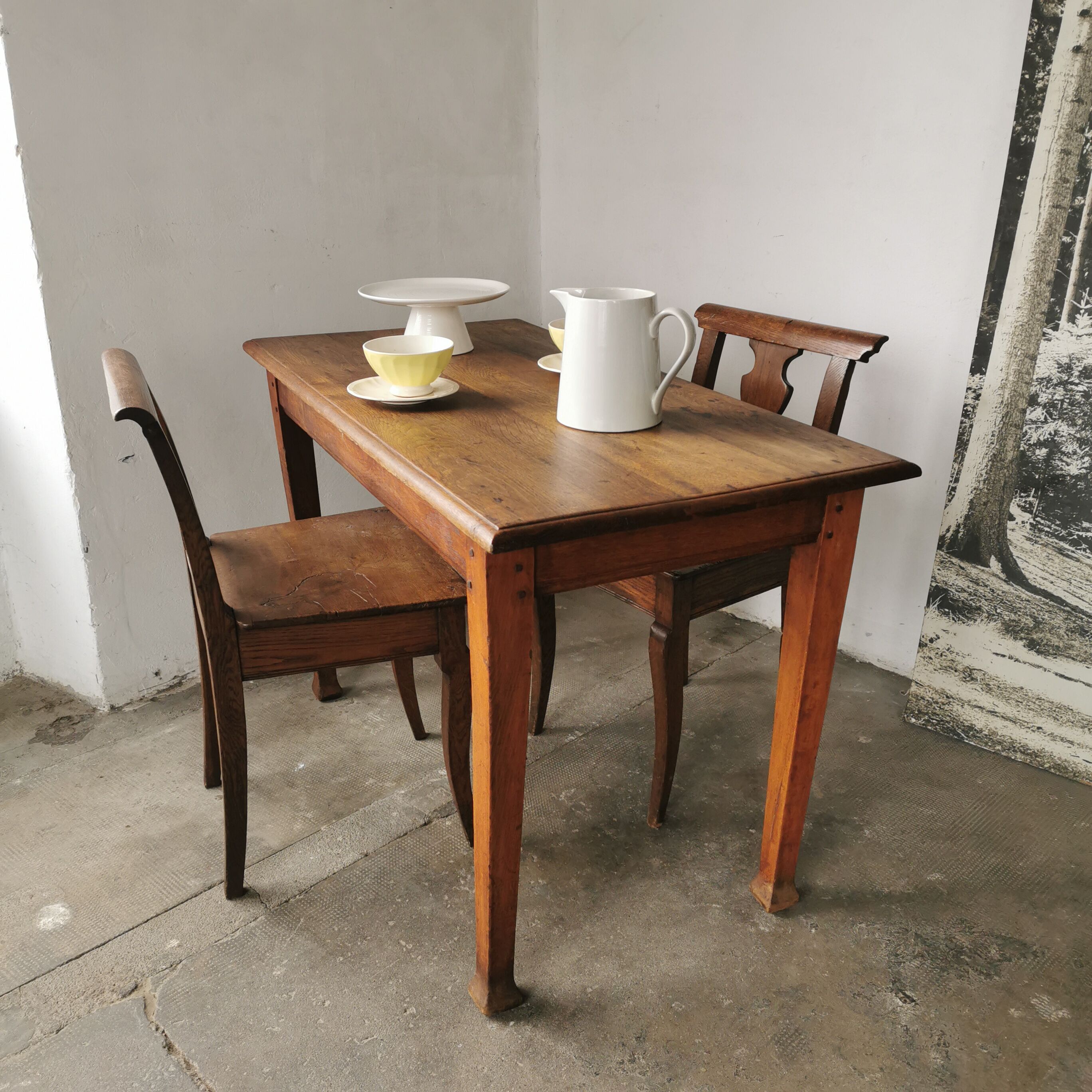 Oak bistro table circa 1900
