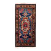 Tapis en laine de style tribal allemand vintage des années 1950, médaillon géométrique, 84 cm x 180 cm