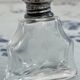 Perfume bottle, salt, silver, engraved glass, 1908, English silver hallmarks