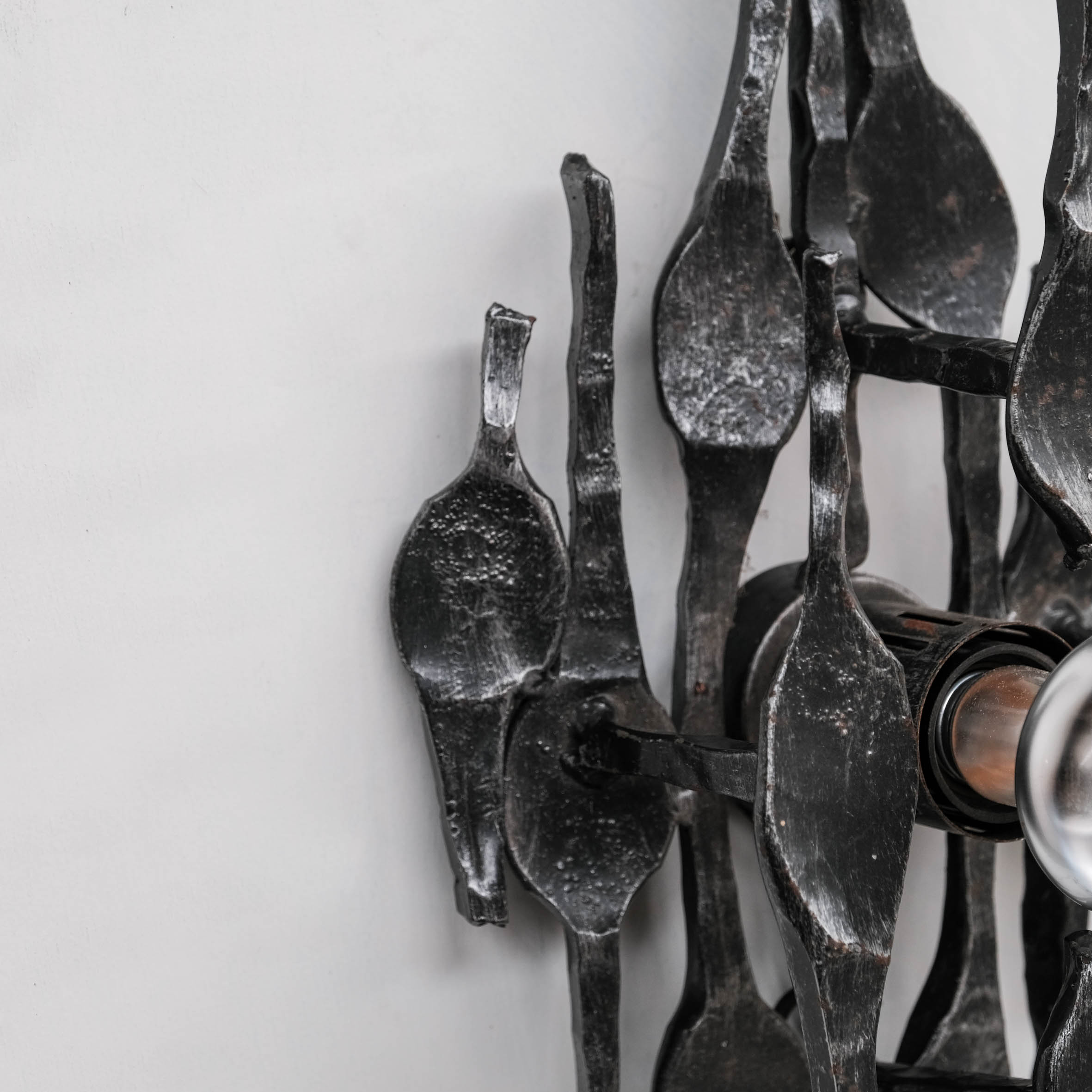 Brutalist Iron Single Mid-Century Belgium Wall Light