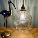 XL vintage globe pendant light in amber glass
