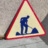 Panneau de chantier travaux vintage