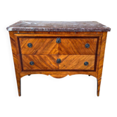 Commode sauteuse en bois fruitier et marbre