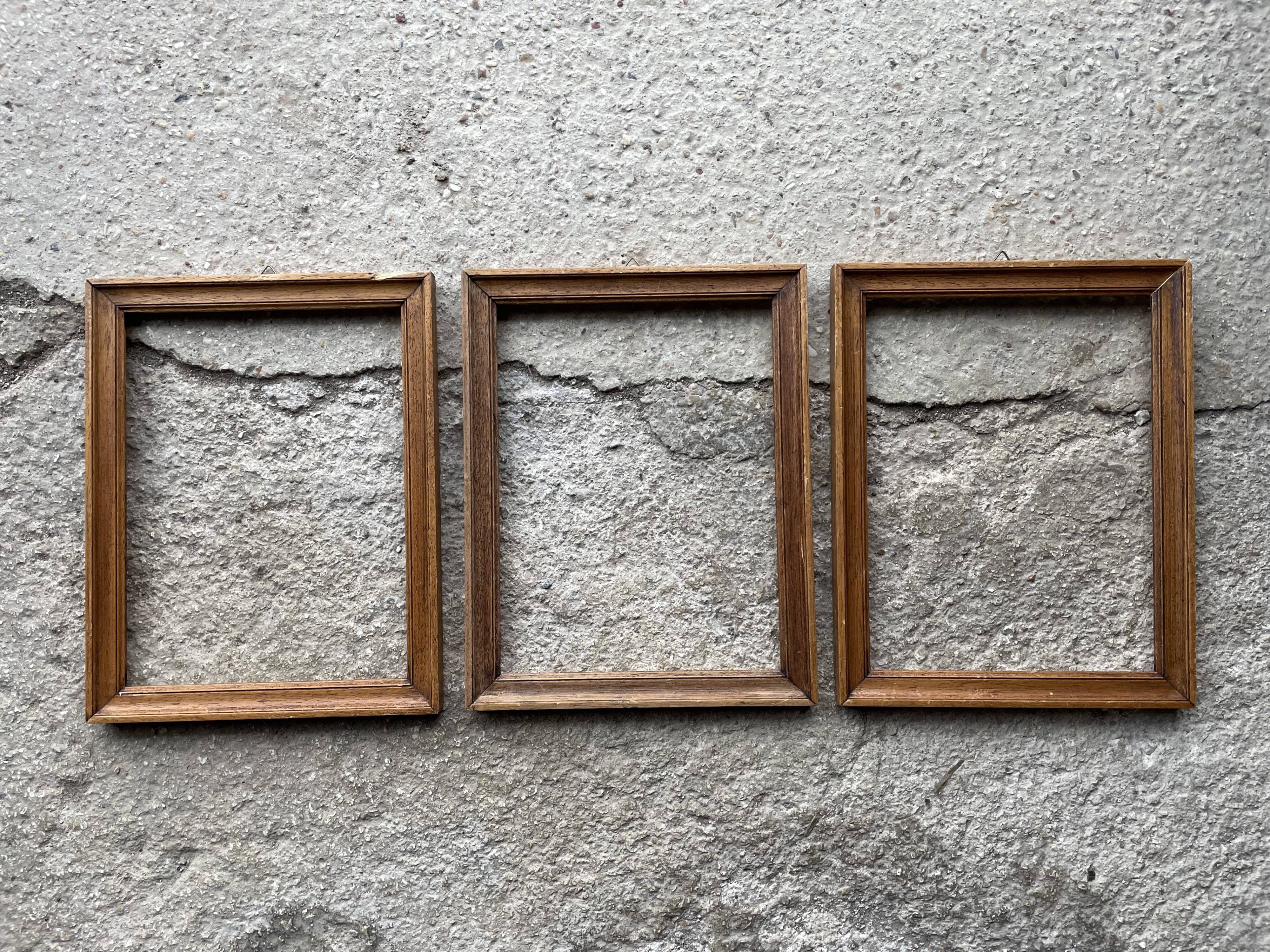 Set of 3 old wooden frames