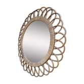 Miroir en rotin vintage forme marguerite