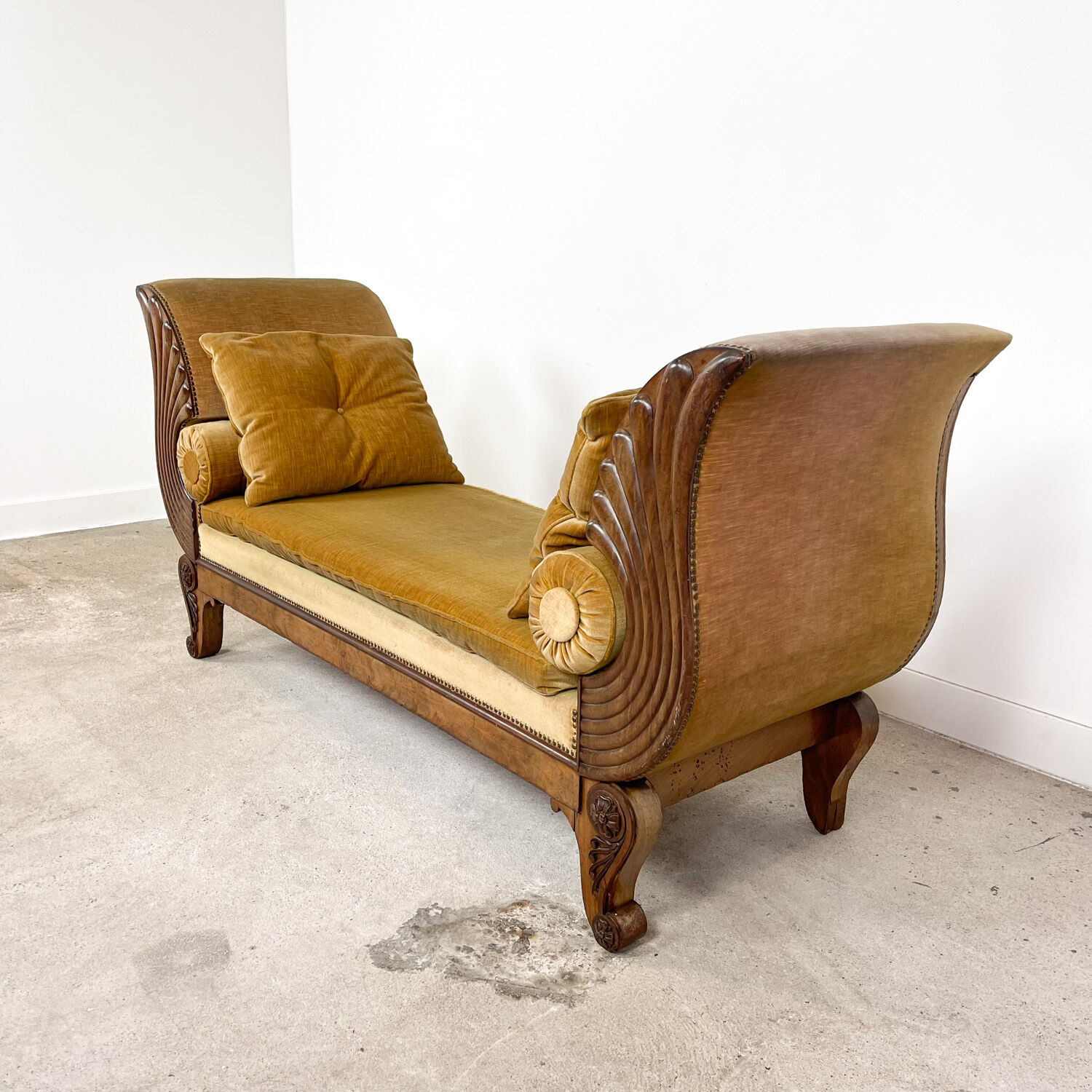Antique french empire daybed with original velvet upholstery