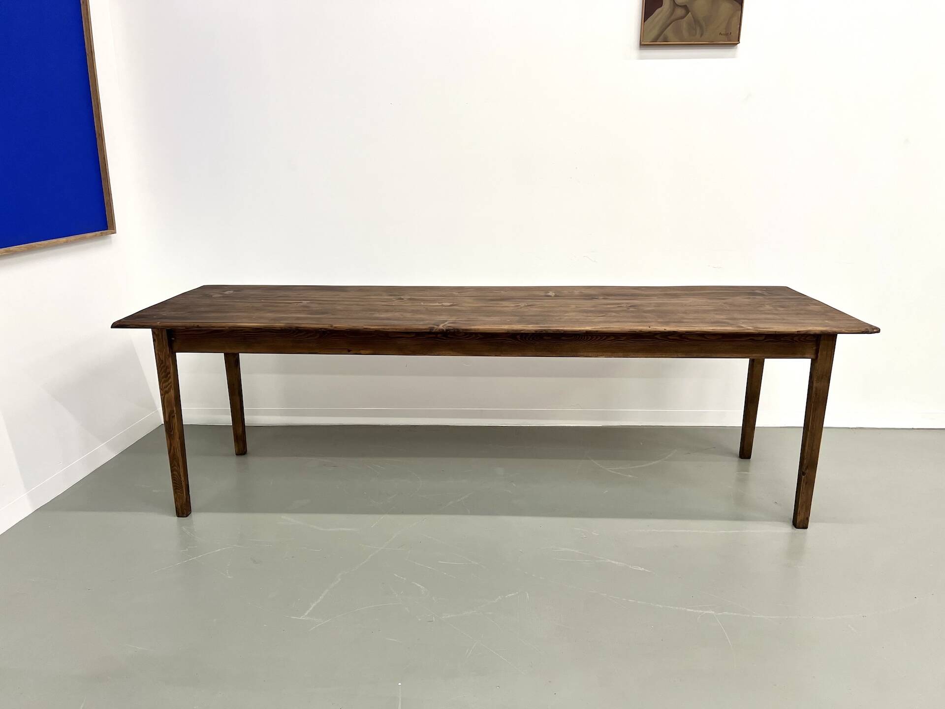 Large solid pine farmhouse table with spindle legs