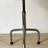 Vintage tripod stool in skai & chrome adjustable in height