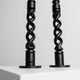 Set of 2 vintage dark wood candlesticks, twisted design, Italy, 1970s.