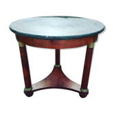 Gueridon ancien avec plateau marbre table d'appoint style empire