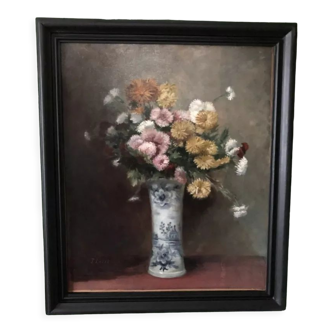 Bouquet de fleur peinture huile sur toile