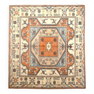 Salmon & Cream Square Persian Rug, 194x212Cm