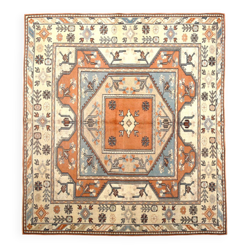 Salmon & Cream Square Persian Rug, 194x212Cm