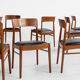 Midcentury Danish set of 8 dining chairs in teak by Henning Kjaernulf for Korup Stolefabrik