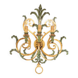 Large Italian wall lamp in gold and green metal. 90s
