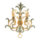 Large Italian wall lamp in gold and green metal. 90s