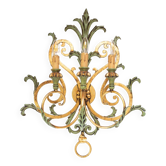 Large Italian wall lamp in gold and green metal. 90s