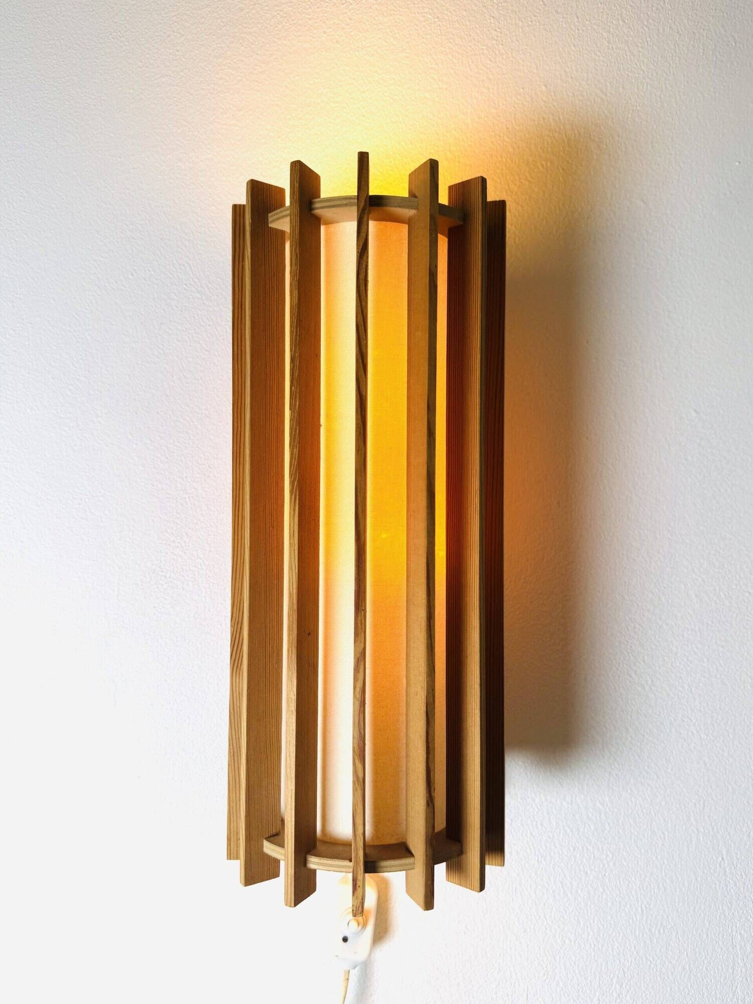 Tema Model Cylindrical Wall Lamp In Pine By Ib Fabiansen For Fog & Mørup, Denmark 1960S